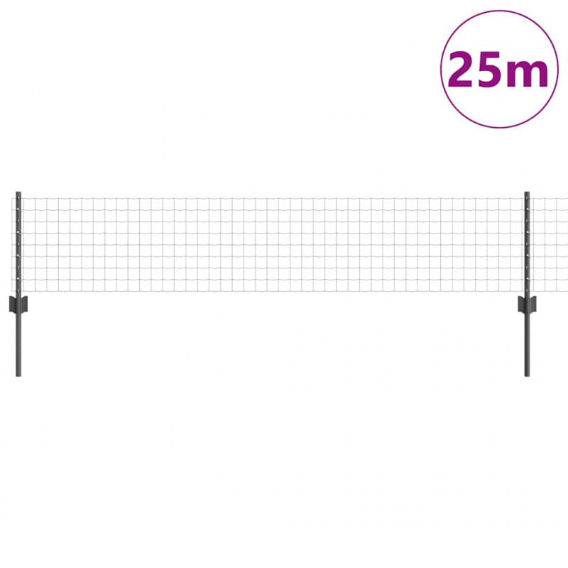 Ogrodzenie z słupkiem Szary 0,4 x 25 m Stal i PVC