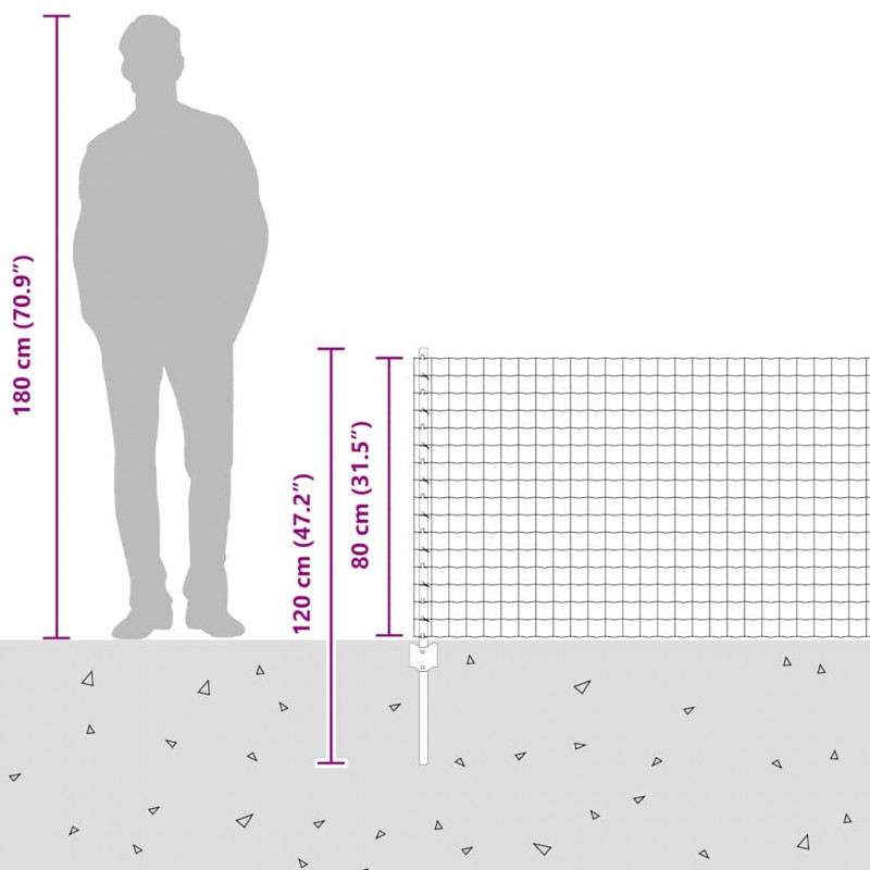 Ogrodzenie z słupkiem Szary 0,8 x 25 m Stal i PVC