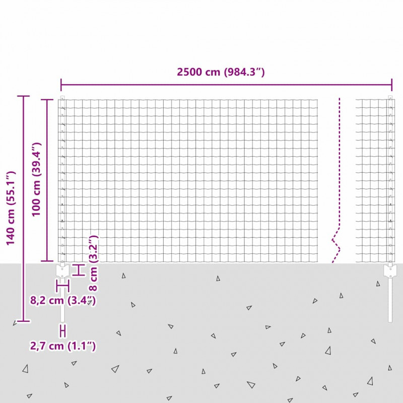 Ogrodzenie z słupkiem Szary 1 x 25 m Stal i PVC