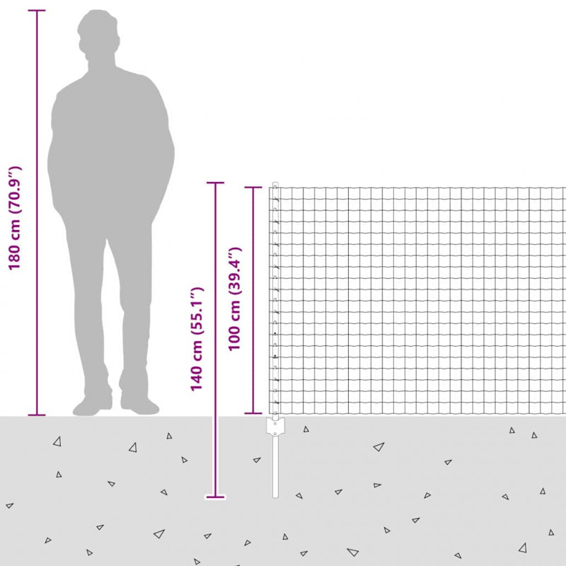 Ogrodzenie z słupkiem Szary 1 x 25 m Stal i PVC