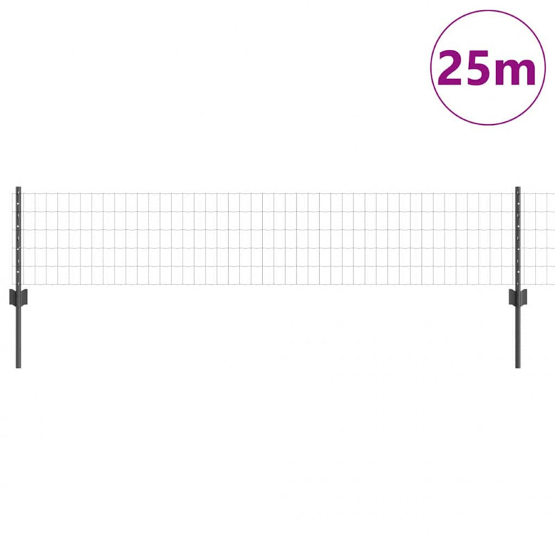 Ogrodzenie z słupkiem Szary 0,4 x 25 m Stal i PVC