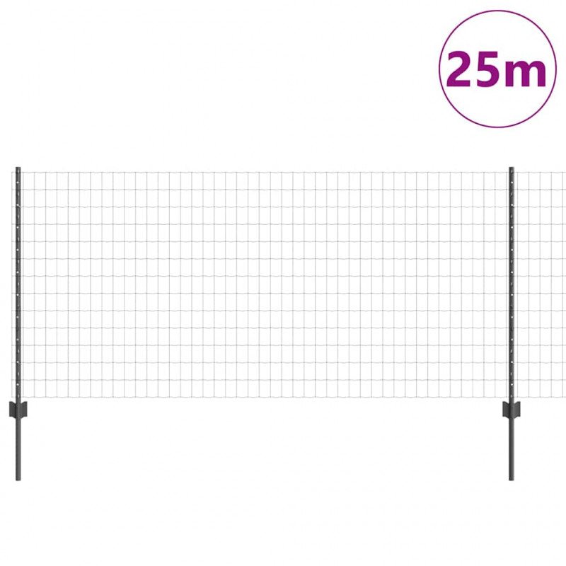 Ogrodzenie z słupkiem Szary 1 x 25 m Stal i PVC