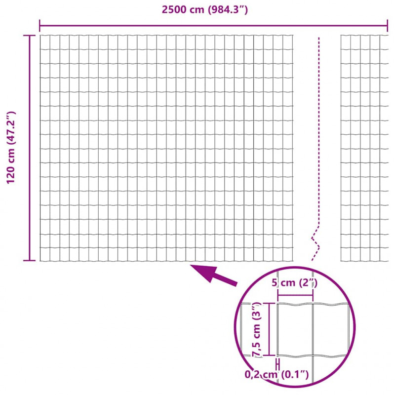Ogrodzenie z słupkiem Szary 1,2 x 25 m Stal i PVC