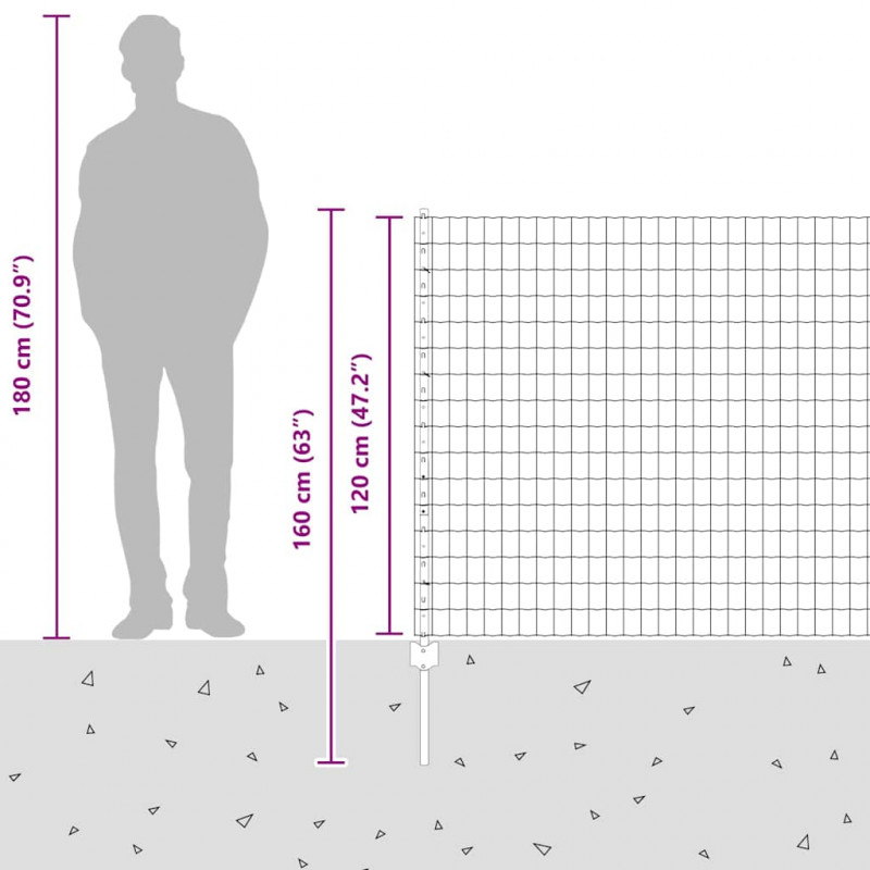 Ogrodzenie z słupkiem Szary 1,2 x 25 m Stal i PVC