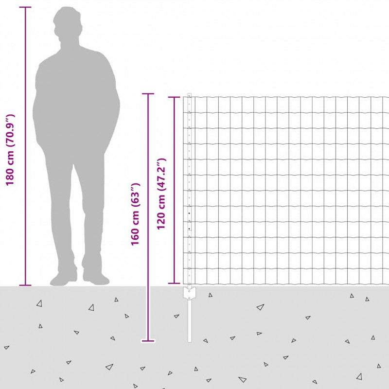 Ogrodzenie z słupkiem Szary 1,2 x 25 m Stal i PVC