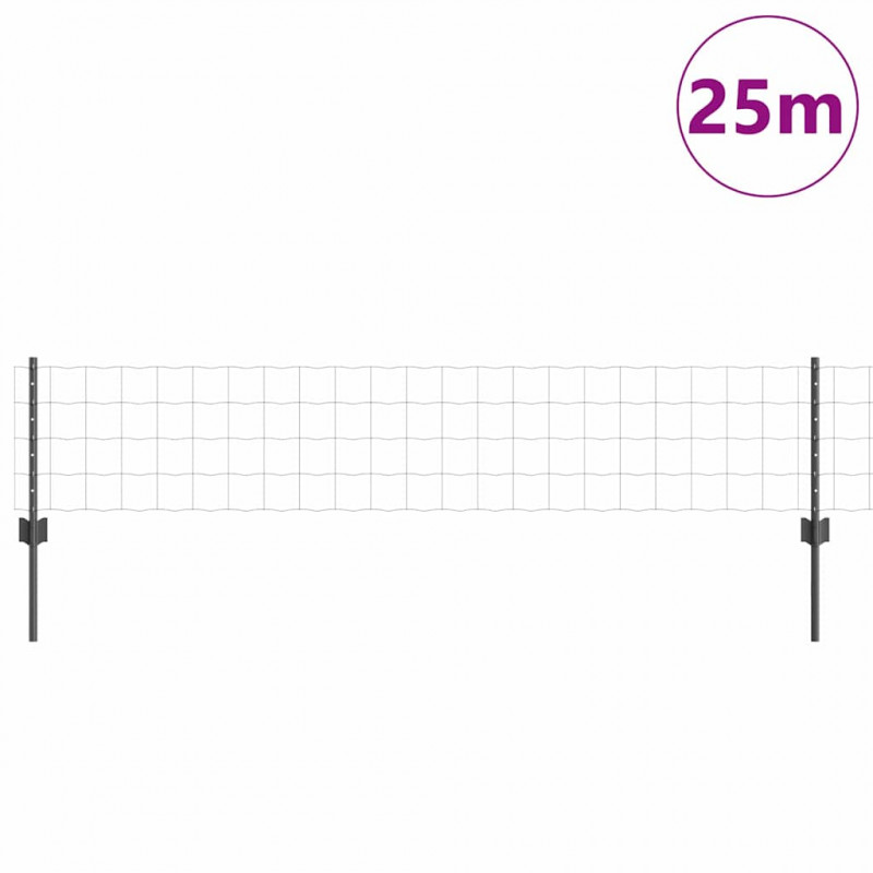 Ogrodzenie z słupkiem Szary 0,4 x 25 m Stal i PVC