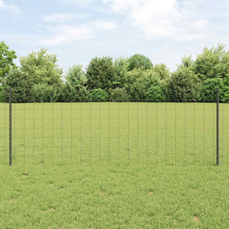 Ogrodzenie z słupkiem Szary 0,8 x 25 m Stal