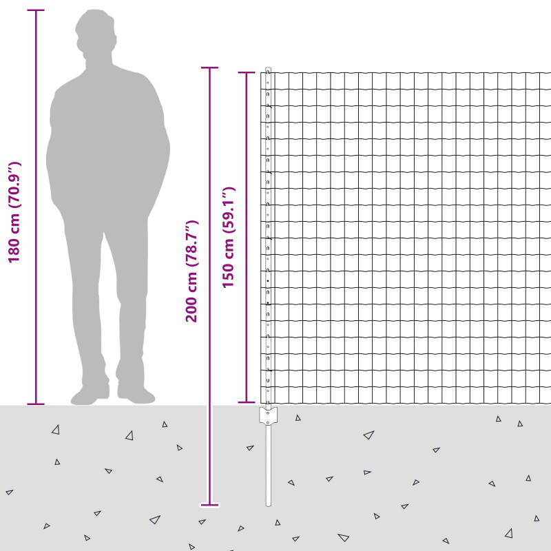 Ogrodzenie z słupkiem Szary 1,5 x 10 m Stal