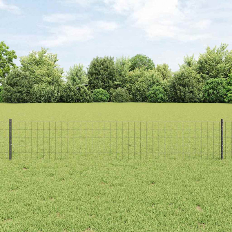 Ogrodzenie z słupkiem Szary 0,4 x 25 m Stal i PVC