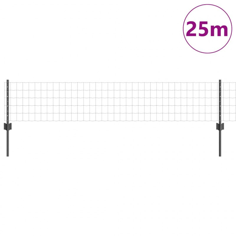 Ogrodzenie z słupkiem Szary 0,4 x 25 m Stal i PVC