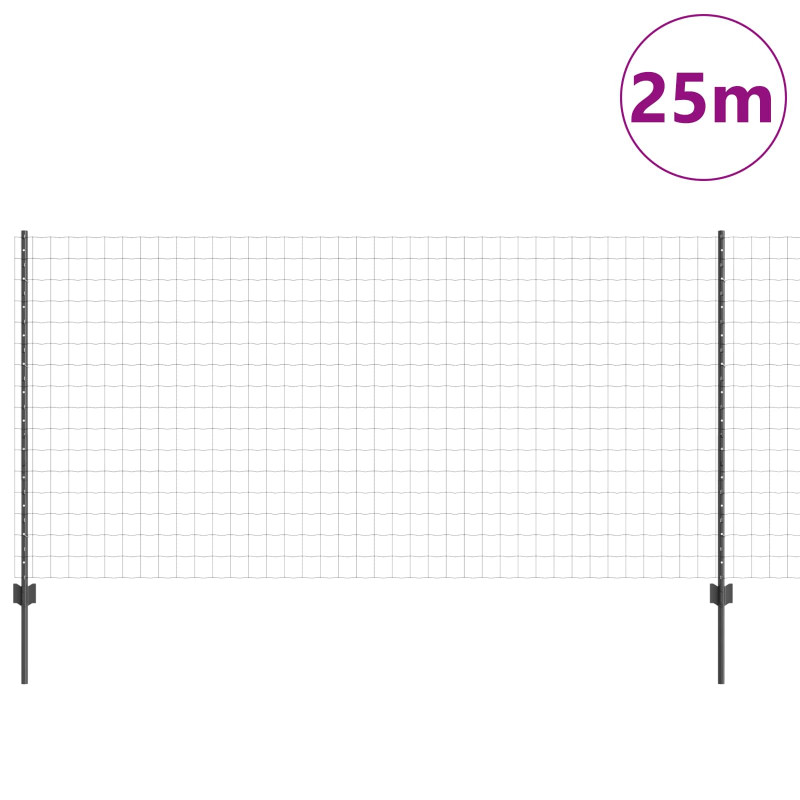 Ogrodzenie z słupkiem Szary 1,2 x 25 m Stal
