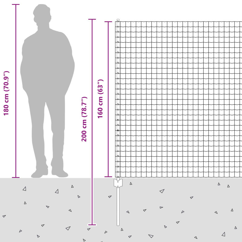 Ogrodzenie z słupkiem Srebrny 1,6 x 10 m Stal