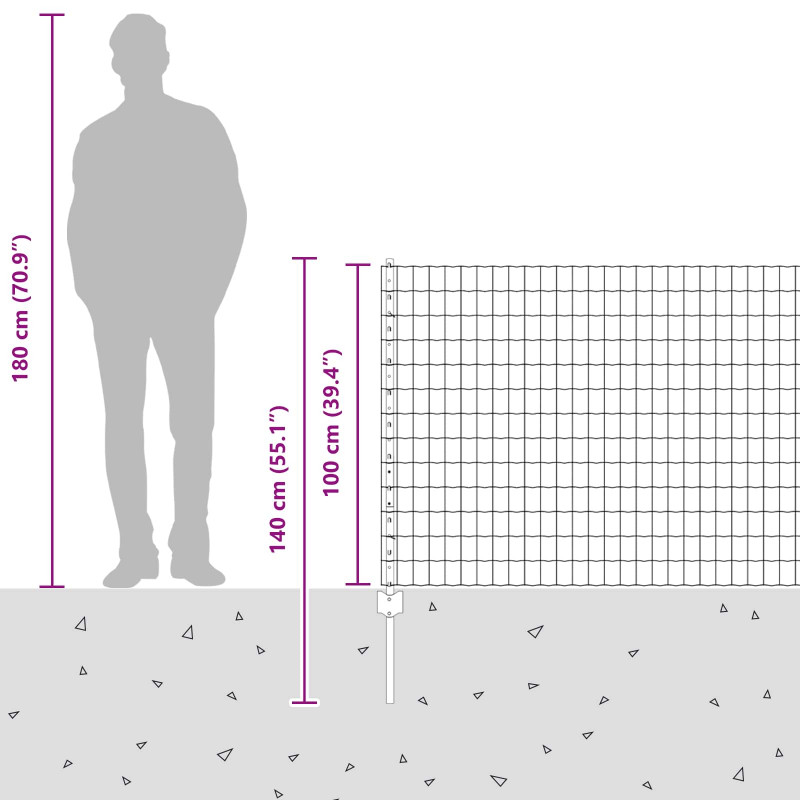 Ogrodzenie z słupkiem Srebrny 1 x 10 m Stal