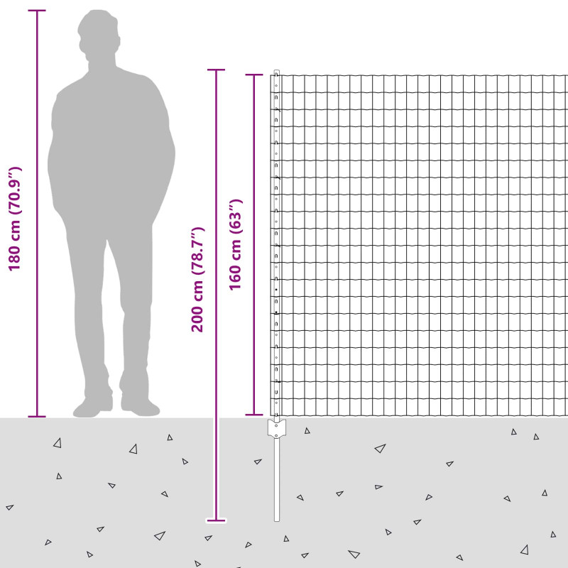 Ogrodzenie z słupkiem Srebrny 1,6 x 10 m Stal