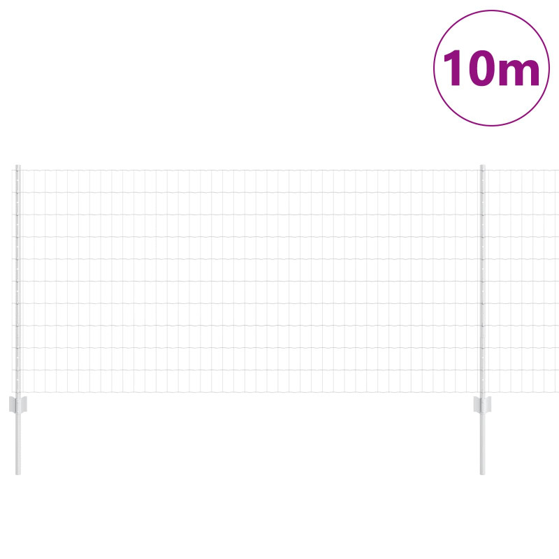 Ogrodzenie z słupkiem Srebrny 1 x 10 m Stal