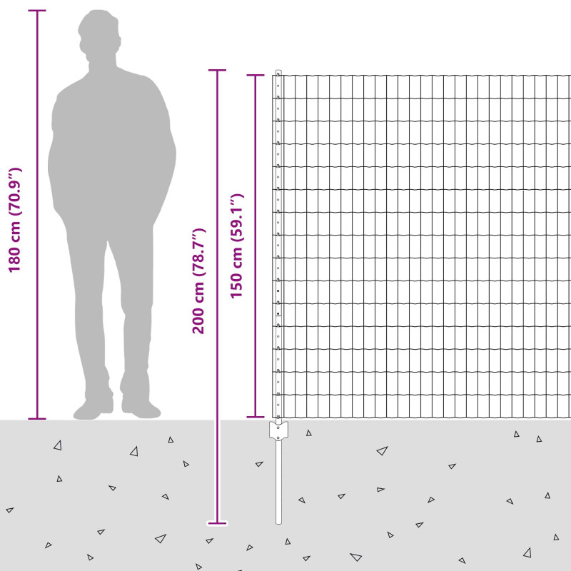 Ogrodzenie z słupkiem Srebrny 1,5 x 10 m Stal