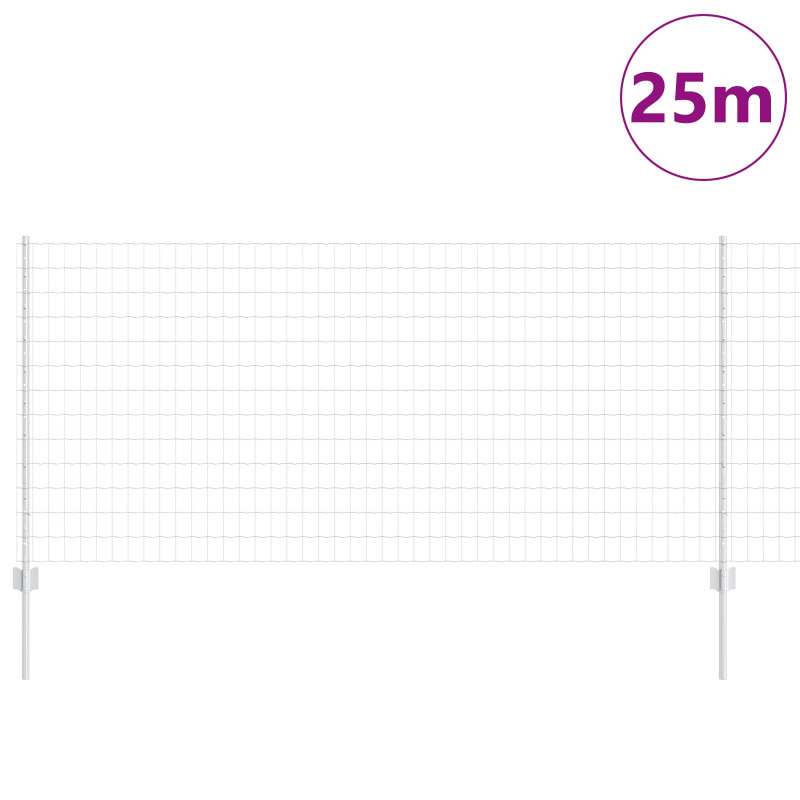 Ogrodzenie z słupkiem Srebrny 1 x 25 m Stal