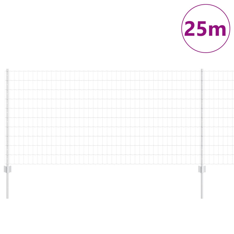 Ogrodzenie z słupkiem Srebrny 1 x 25 m Stal