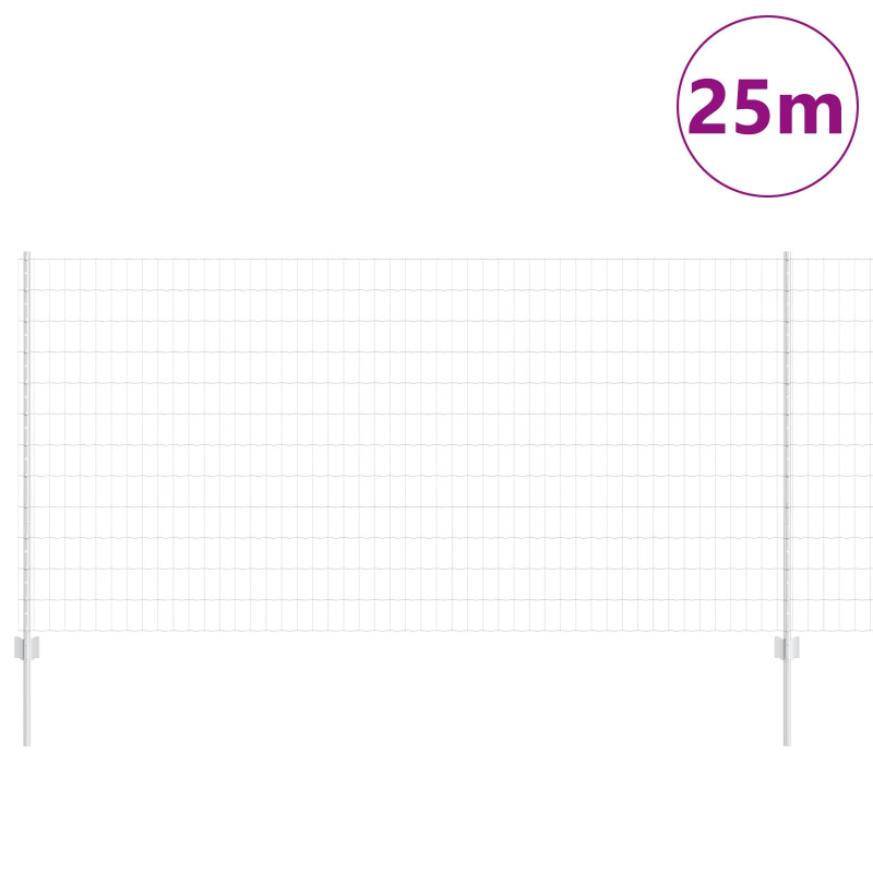 Ogrodzenie z słupkiem Srebrny 1,2 x 25 m Stal