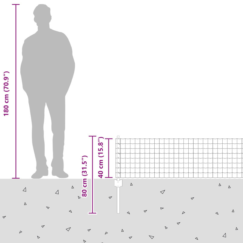 Ogrodzenie z słupkiem Srebrny 0,4 x 25 m Stal
