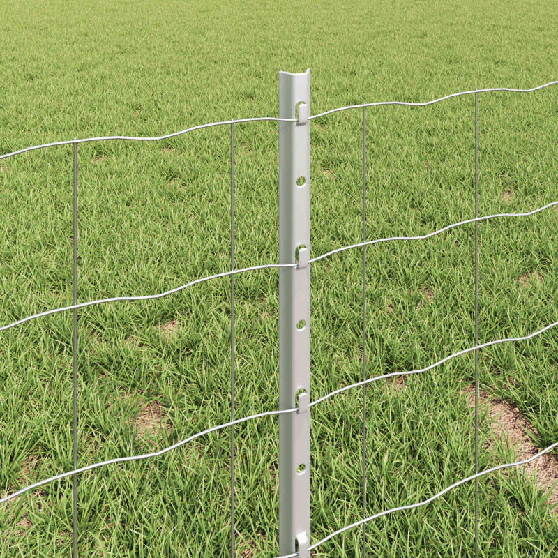 Ogrodzenie z słupkiem Srebrny 0,4 x 25 m Stal