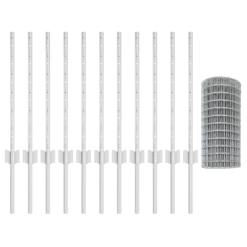 Ogrodzenie z słupkiem Srebrny 0,6 x 25 m Stal