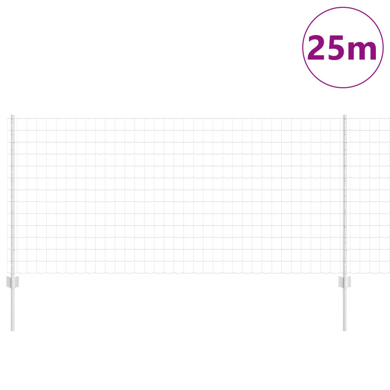 Ogrodzenie z słupkiem Srebrny 1 x 25 m Stal