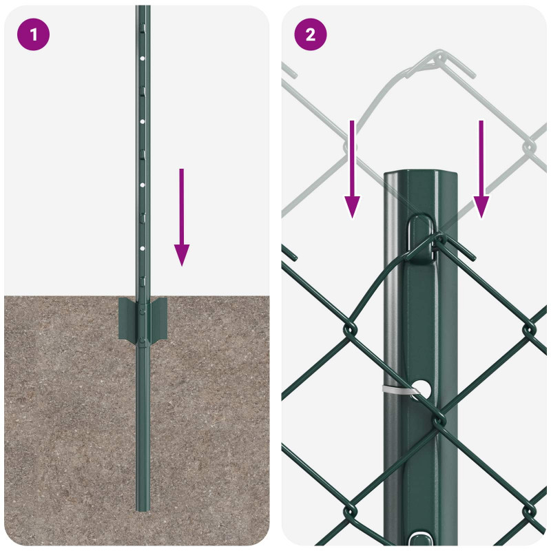Ogrodzenie z słupkiem Zielony 0,4 x 10 m Stal i PVC