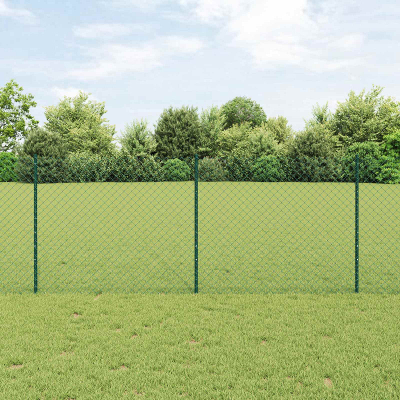 Ogrodzenie z słupkiem Zielony 1 x 10 m Stal i PVC