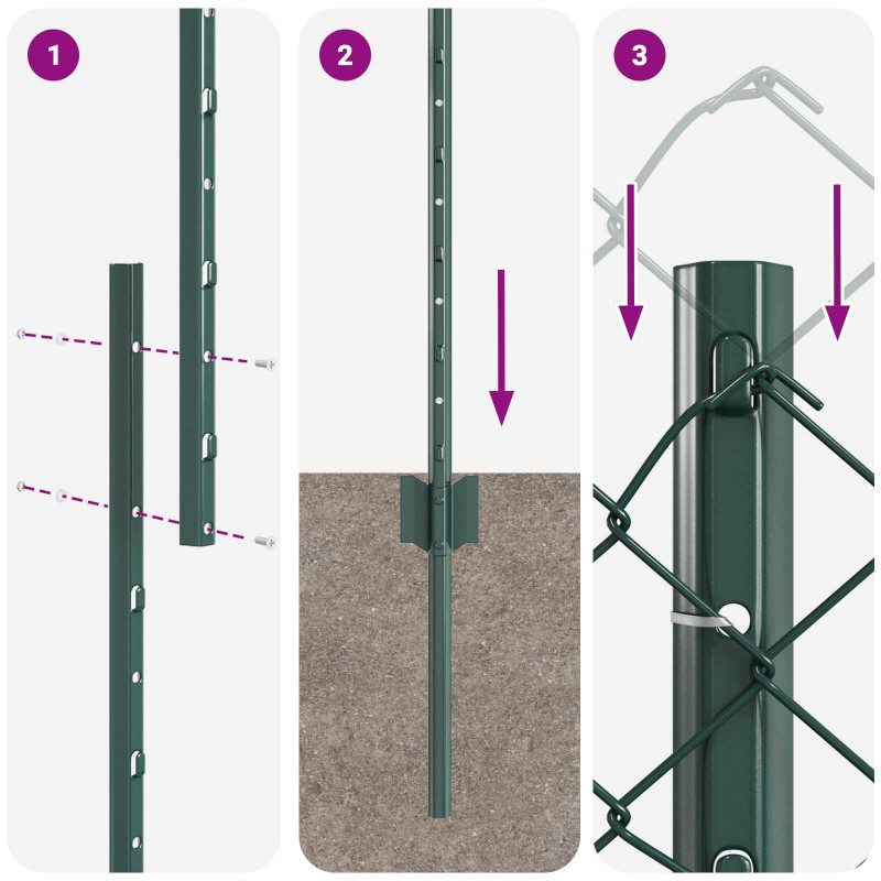 Ogrodzenie z słupkiem Zielony 1,4 x 10 m Stal i PVC