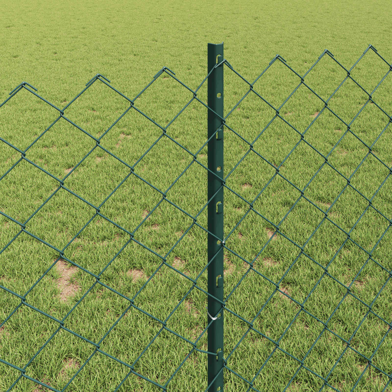 Ogrodzenie z słupkiem Zielony 1 x 10 m Stal i PVC