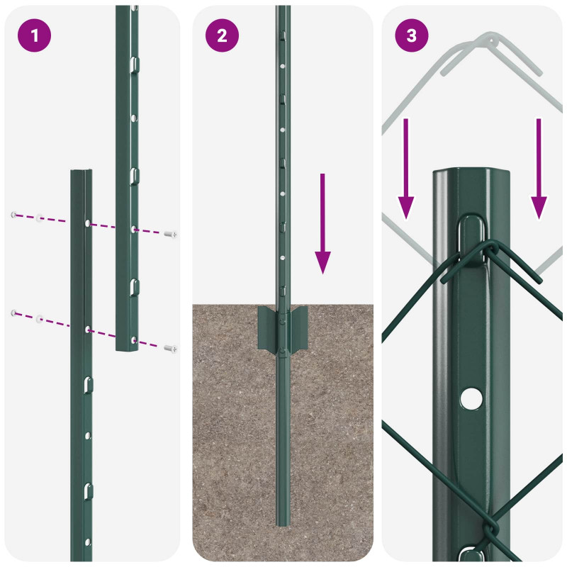 Ogrodzenie z słupkiem Zielony 1,4 x 10 m Stal i PVC