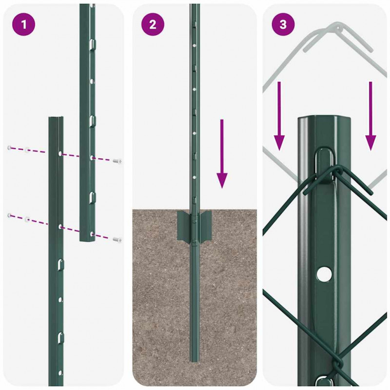 Ogrodzenie z słupkiem Zielony 1 x 25 m Stal