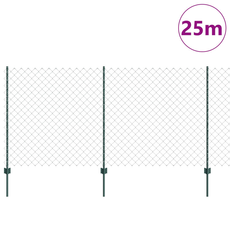 Ogrodzenie z słupkiem Zielony 1,2 x 25 m Stal i PVC