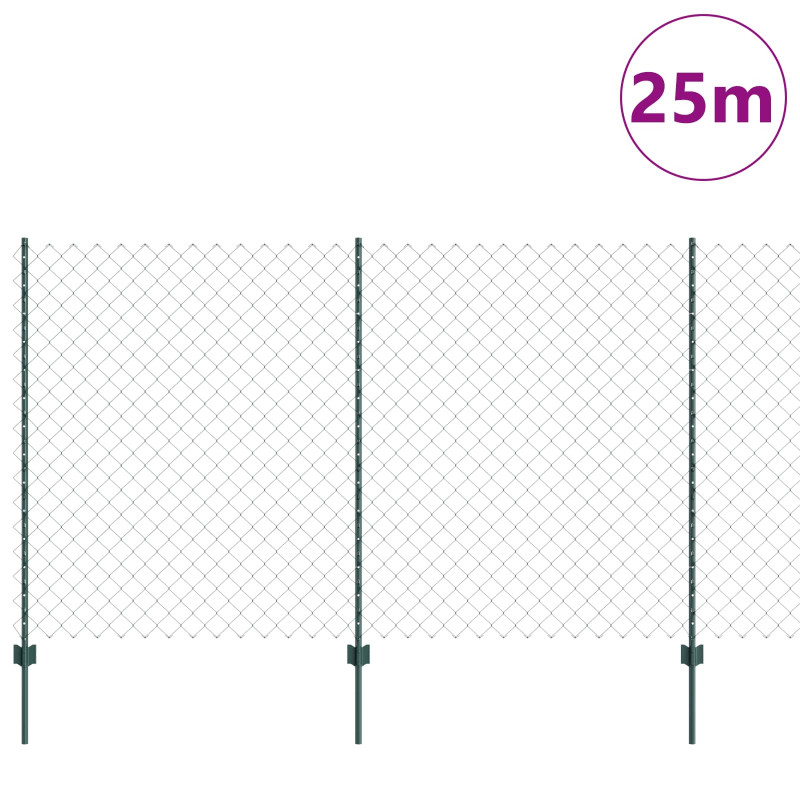 Ogrodzenie z słupkiem Zielony 1,4 x 25 m Stal i PVC