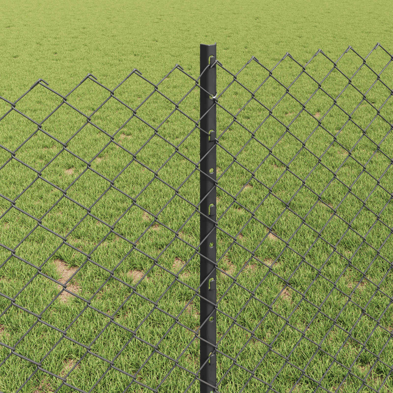 Ogrodzenie z słupkiem Szary 1 x 10 m Stal i PVC