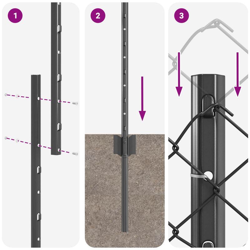 Ogrodzenie z słupkiem Szary 1,2 x 10 m Stal i PVC
