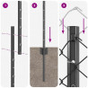 Ogrodzenie z słupkiem Szary 1,2 x 10 m Stal i PVC