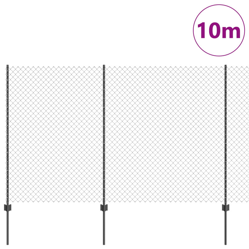 Ogrodzenie z słupkiem Szary 1,5 x 10 m Stal i PVC
