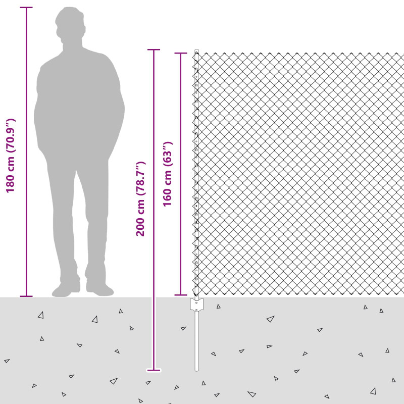 Ogrodzenie z słupkiem Szary 1,6 x 10 m Stal i PVC
