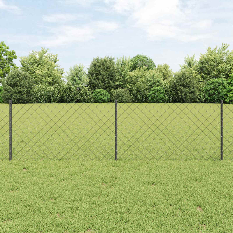 Ogrodzenie z słupkiem Szary 0,6 x 10 m Stal i PVC