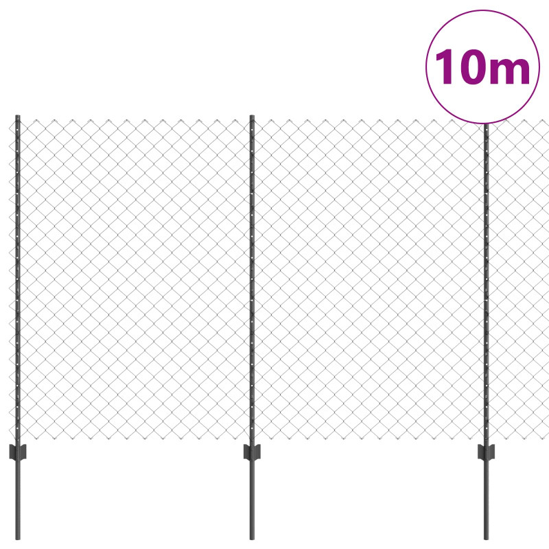 Ogrodzenie z słupkiem Szary 1,5 x 10 m Stal i PVC