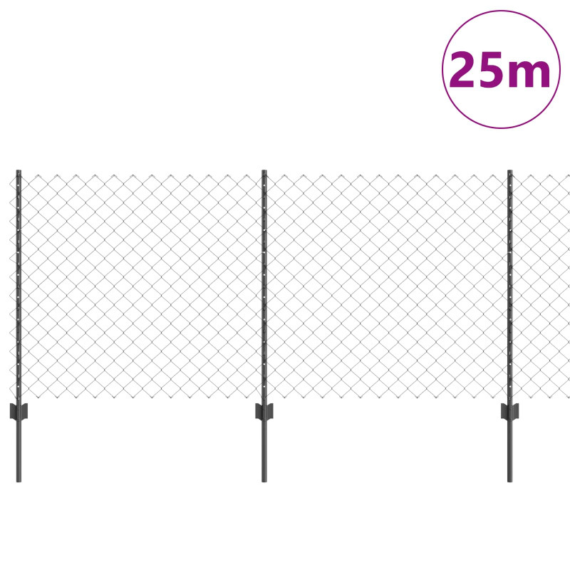 Ogrodzenie z słupkiem Szary 1 x 25 m Stal