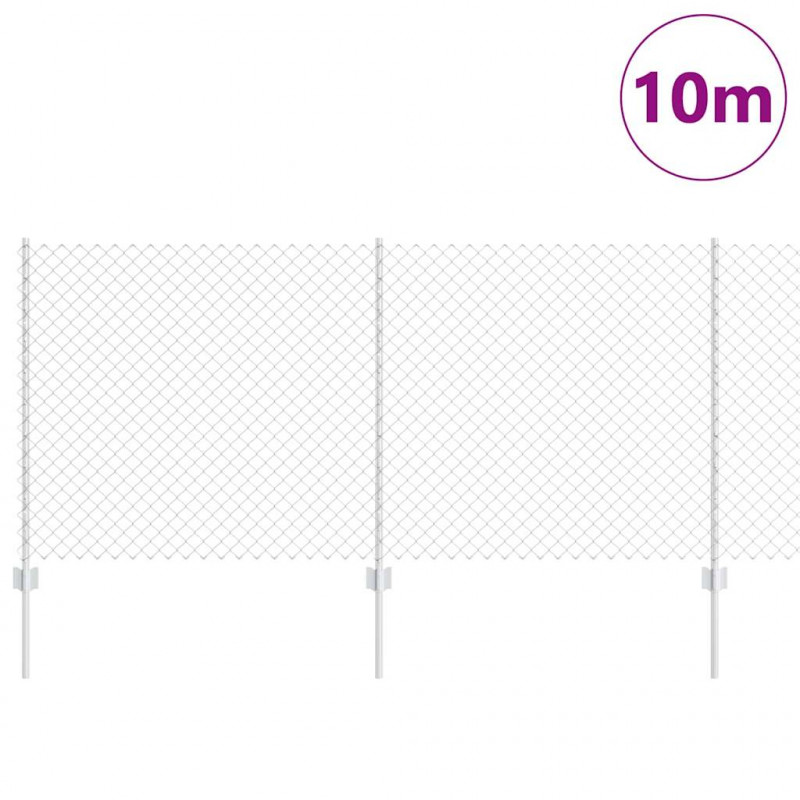 Ogrodzenie z słupkiem Srebrny 1 x 10 m Stal