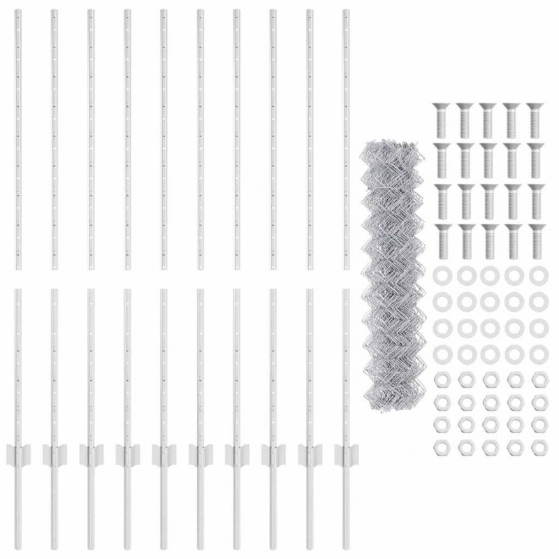 Ogrodzenie z słupkiem Srebrny 1,2 x 10 m Stal