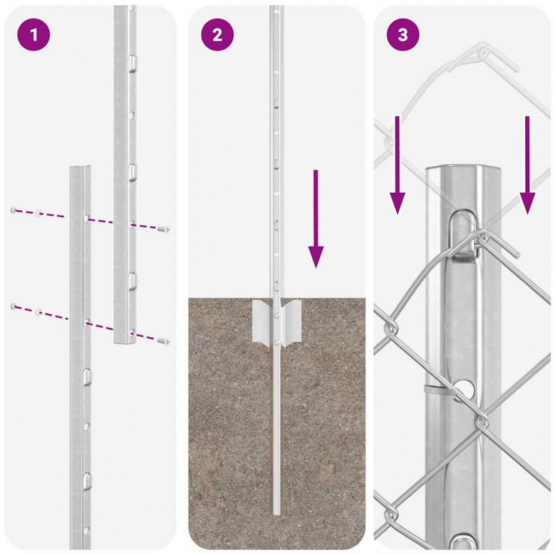 Ogrodzenie z słupkiem Srebrny 1,2 x 10 m Stal