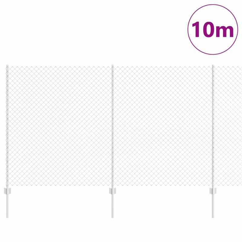 Ogrodzenie z słupkiem Srebrny 1,4 x 10 m Stal