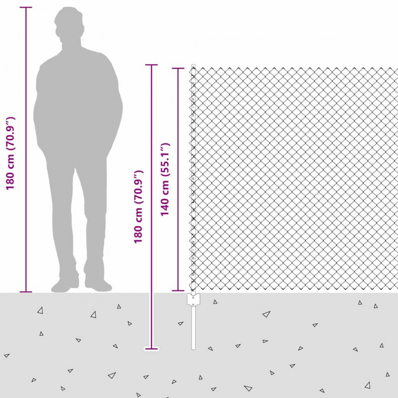 Ogrodzenie z słupkiem Srebrny 1,4 x 10 m Stal