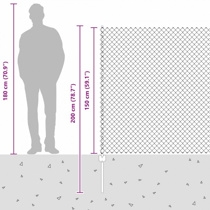 Ogrodzenie z słupkiem Srebrny 1,5 x 10 m Stal