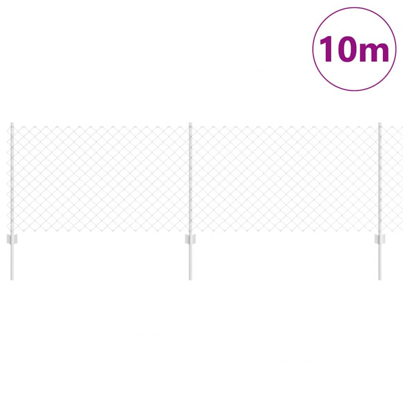 Ogrodzenie z słupkiem Srebrny 0,8 x 10 m Stal